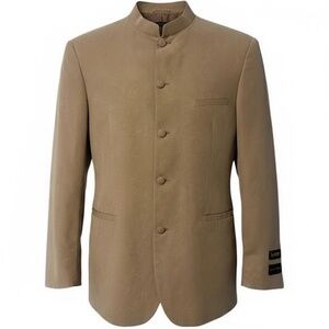 Gianni Vironi Mandarin Collar Super 100's 100% Fine‎ Polyester Blazer
